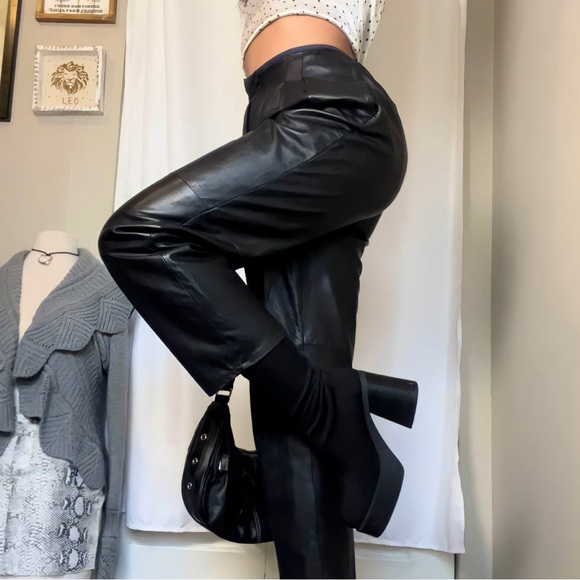 Italian Leather 80's Black Parachute Pants - Picture 3 of 3